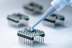 Photo of Appli-Thane® 7300 adhesive being used for bonding a heat sink that required maximum thermal conductivity — one of many applications for this versatile material.